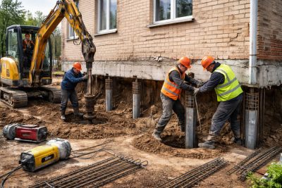 Как производится усиление фундамента сваями — технология и этапы